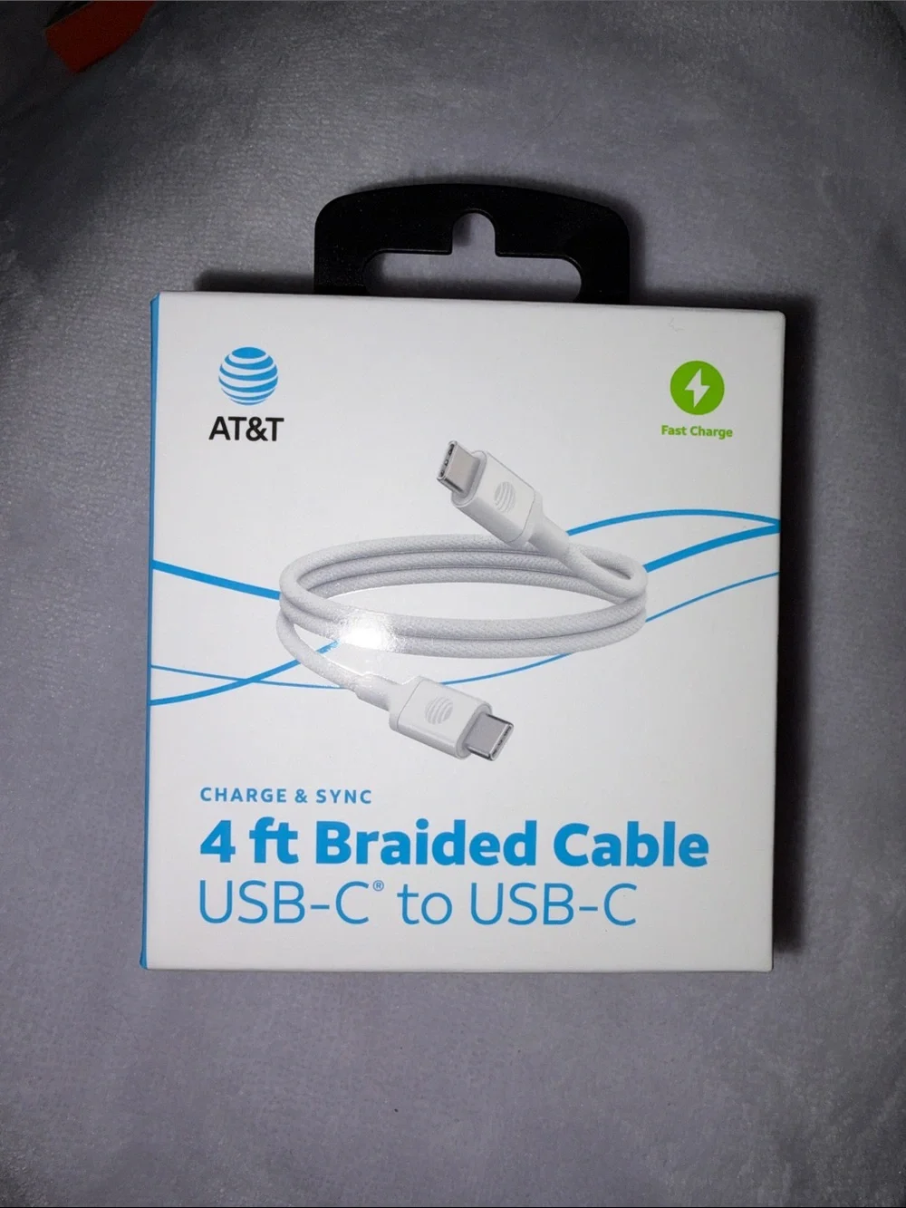 AT&T 4 ft Braided USB-C to USB-C Cable - White